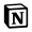 Logo de Notion, espacio de trabajo integral para organización, notas y bases de datos con IA.